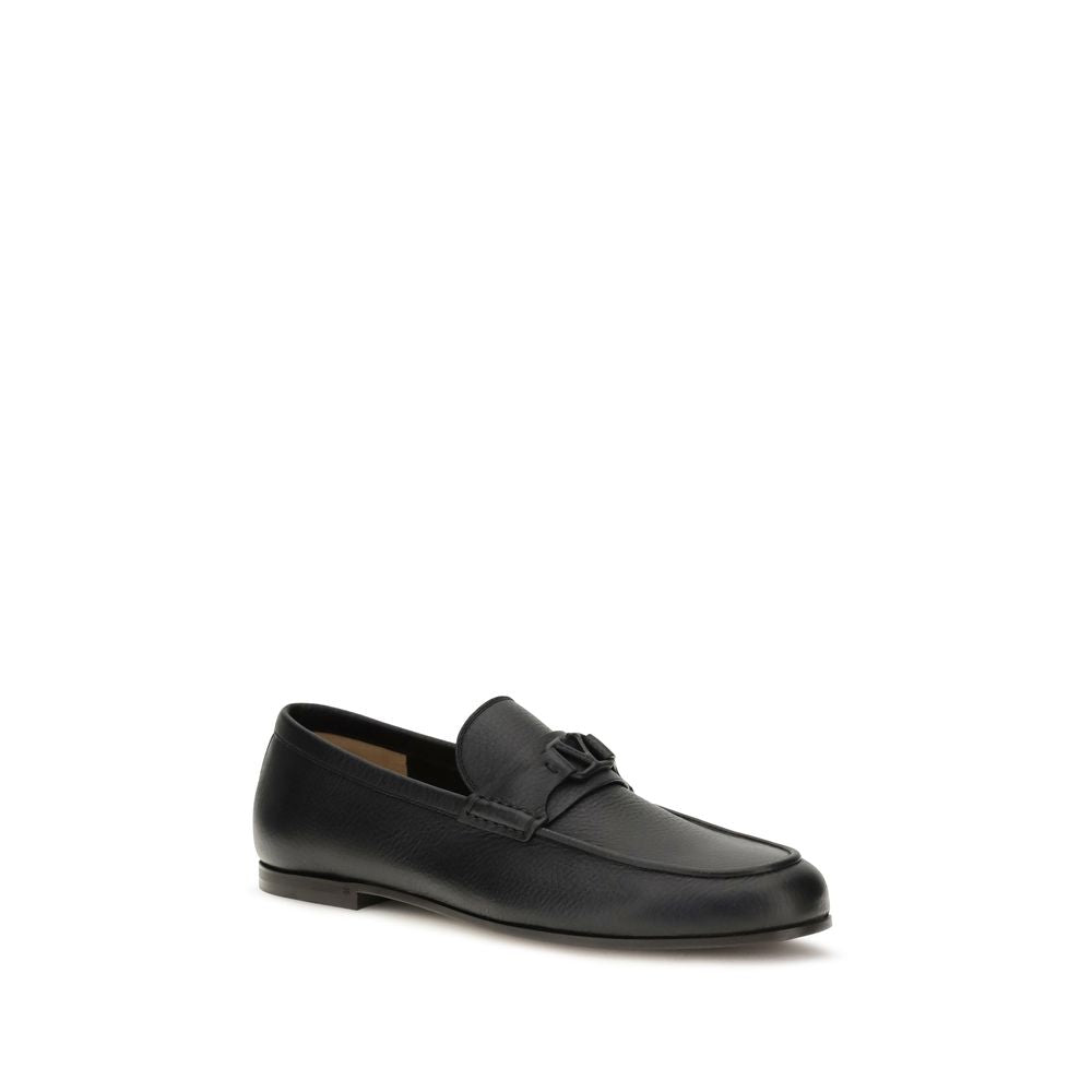 Mocassins à enfiler en cuir de cerf noir Valentino Garavani