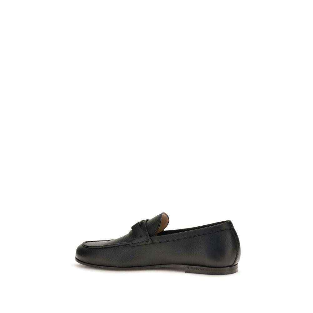 Mocassins à enfiler en cuir de cerf noir Valentino Garavani