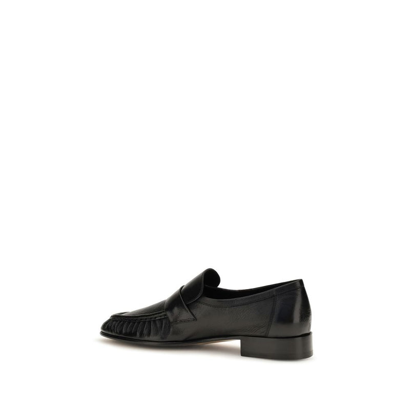 The Row Black Calf Leather Bos Taurus Slip-On Loafers