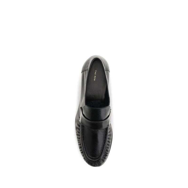 The Row Black Calf Leather Bos Taurus Slip-On Loafers