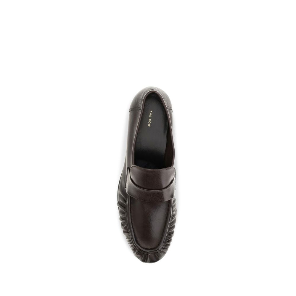 Mocassins à enfiler The Row en cuir de veau marron Bos Taurus