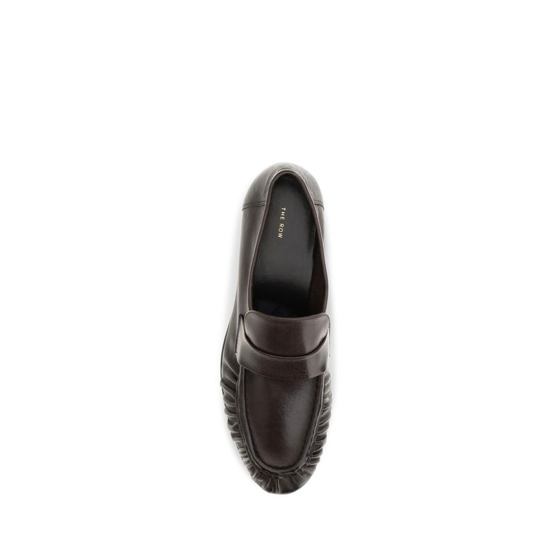 The Row Brown Calf Leather Bos Taurus Slip-On Loafers