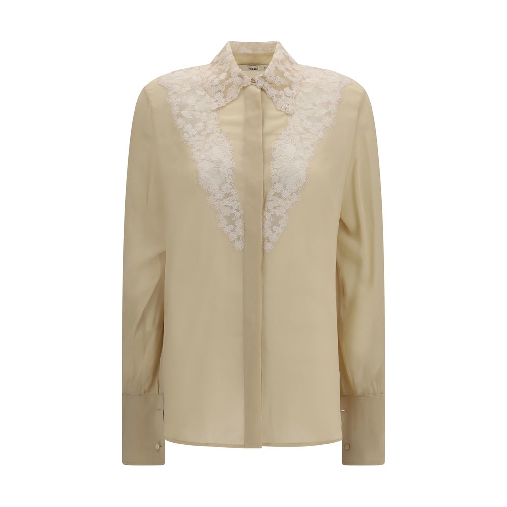 Chemise en soie beige Fendi