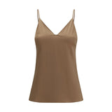 T-shirt sans manches en soie marron Brunello Cucinelli