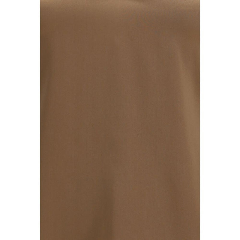 Brunello Cucinelli Brown Silk Sleeveles T-Shirt
