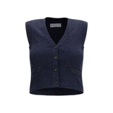 Pull sans manches en cachemire bleu Brunello Cucinelli