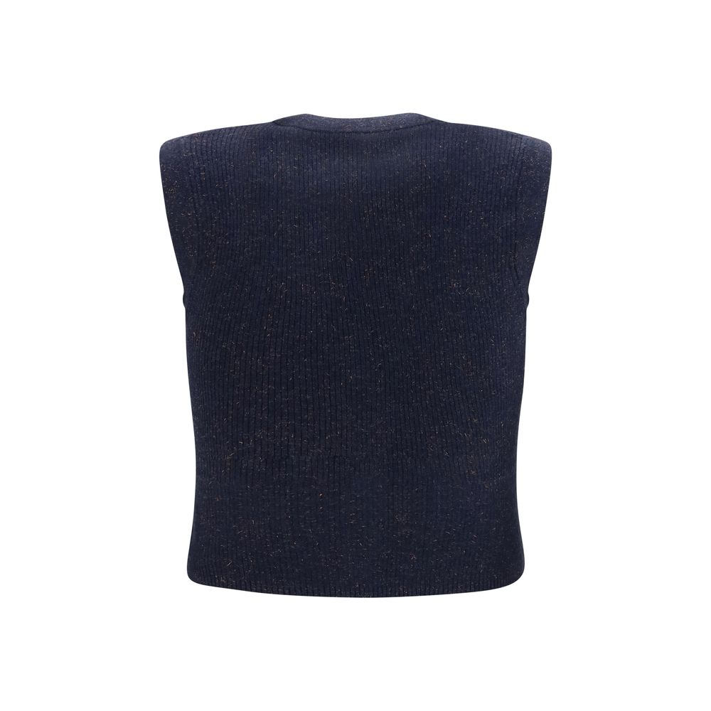Pull sans manches en cachemire bleu Brunello Cucinelli