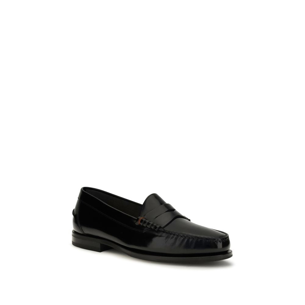 Mocassins à enfiler Santoni en cuir de veau noir Bos Taurus