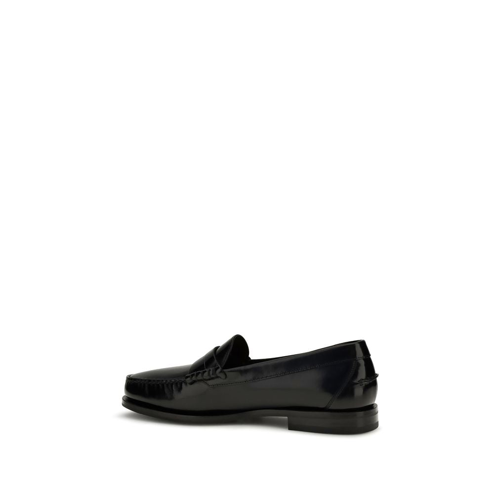 Mocassins à enfiler Santoni en cuir de veau noir Bos Taurus
