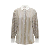 Chemise Brunello Cucinelli en coton beige à motifs