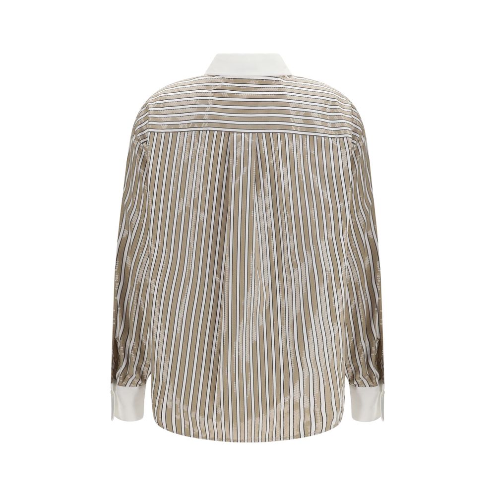 Chemise Brunello Cucinelli en coton beige à motifs