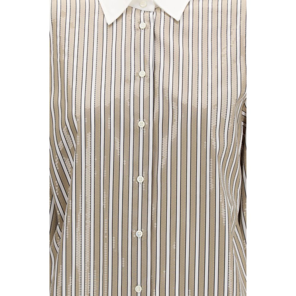 Chemise Brunello Cucinelli en coton beige à motifs