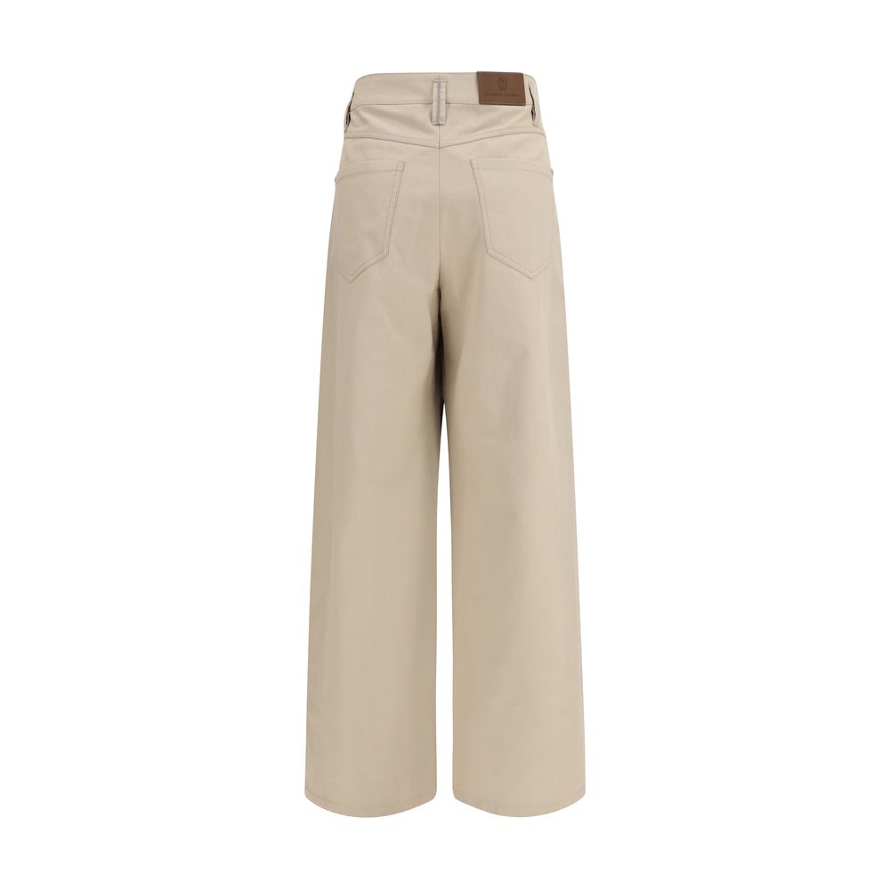 Brunello Cucinelli Pantalon décontracté en coton beige