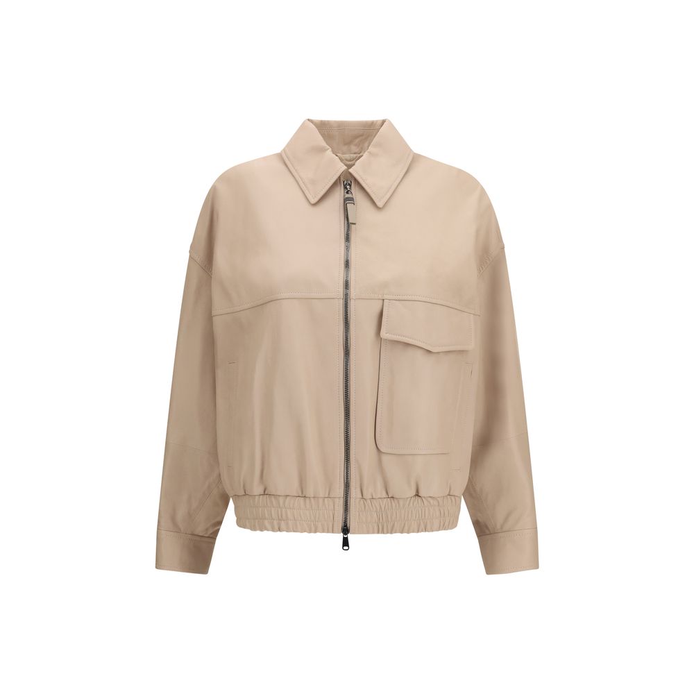 Brunello Cucinelli Blouson en cuir beige