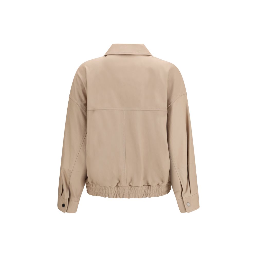 Brunello Cucinelli Blouson en cuir beige