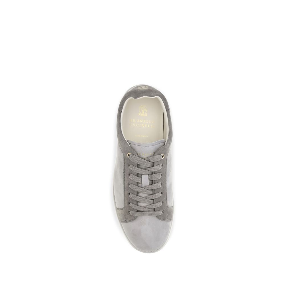 Brunello Cucinelli Baskets basses en suède gris