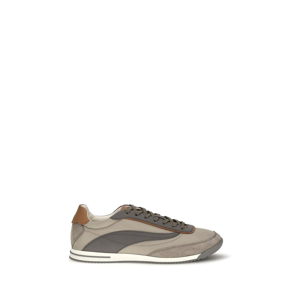Baskets basses en suède beige Brunello Cucinelli