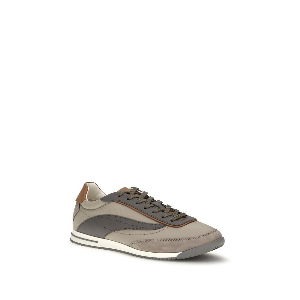 Baskets basses en suède beige Brunello Cucinelli