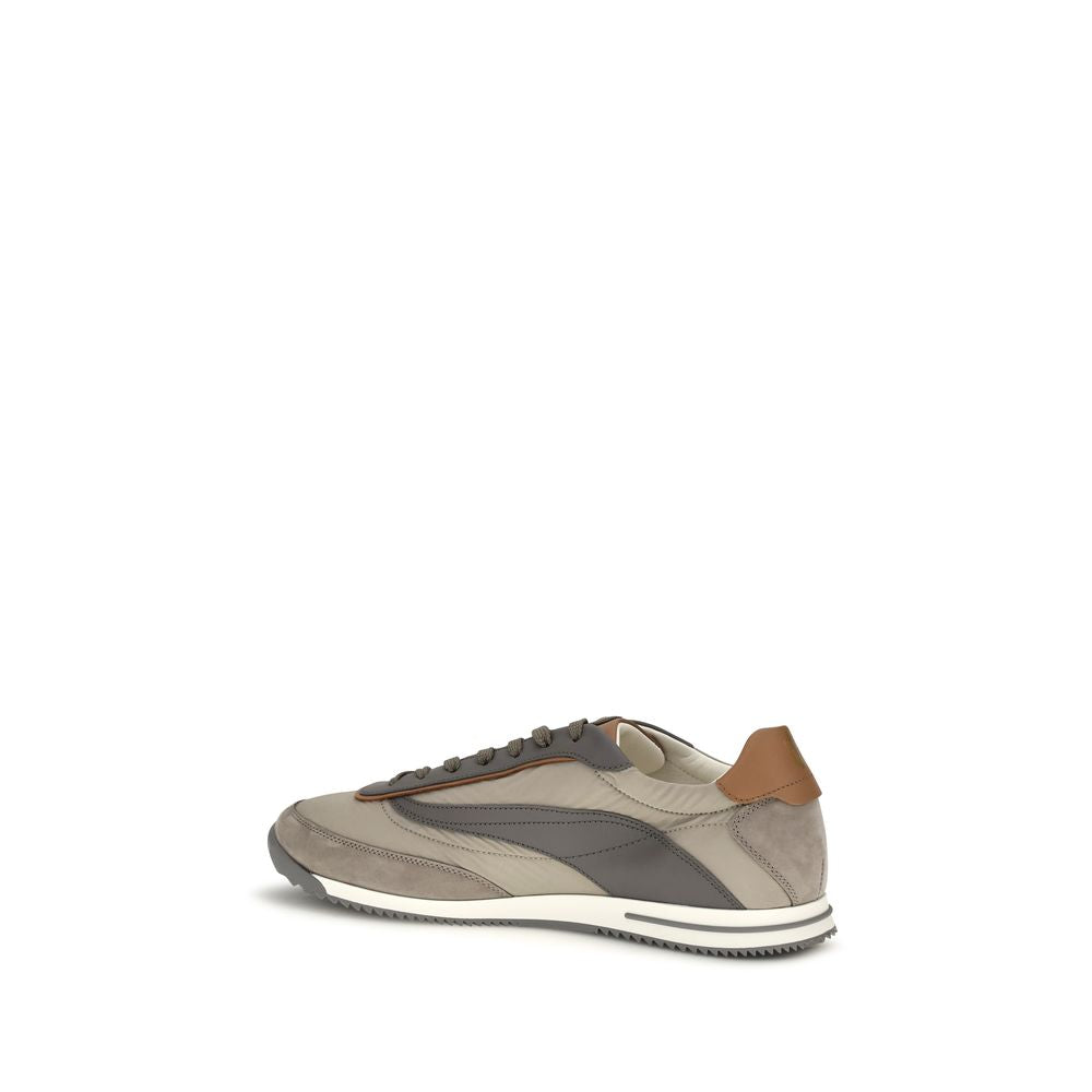 Baskets basses en suède beige Brunello Cucinelli