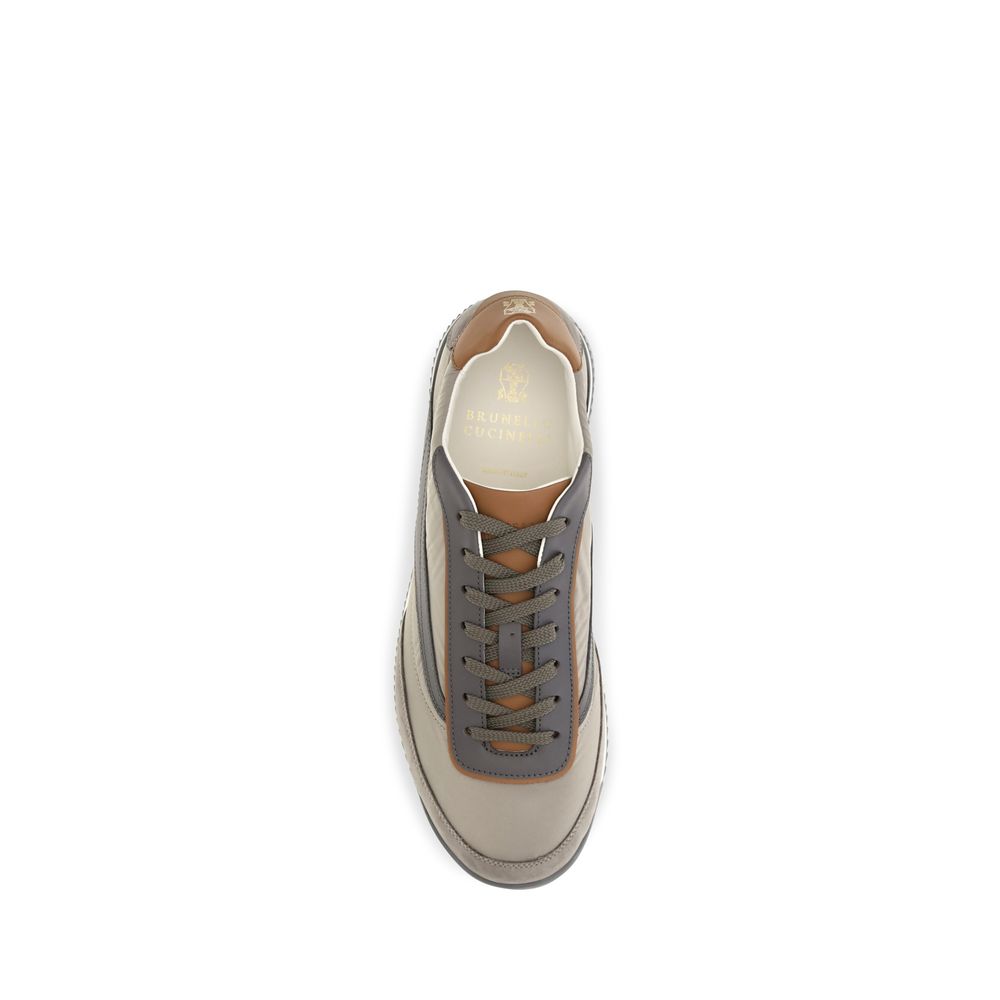 Baskets basses en suède beige Brunello Cucinelli