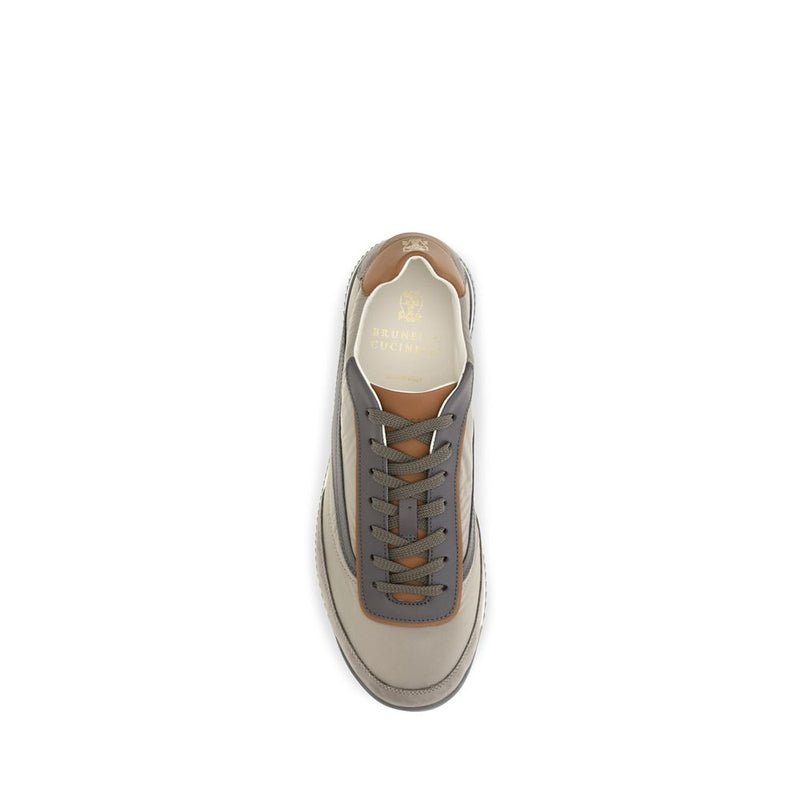 Brunello Cucinelli Beige Suede Leather Low Top Sneakers