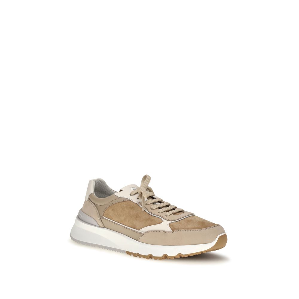 Baskets basses Brunello Cucinelli en cuir de veau beige Bos Taurus