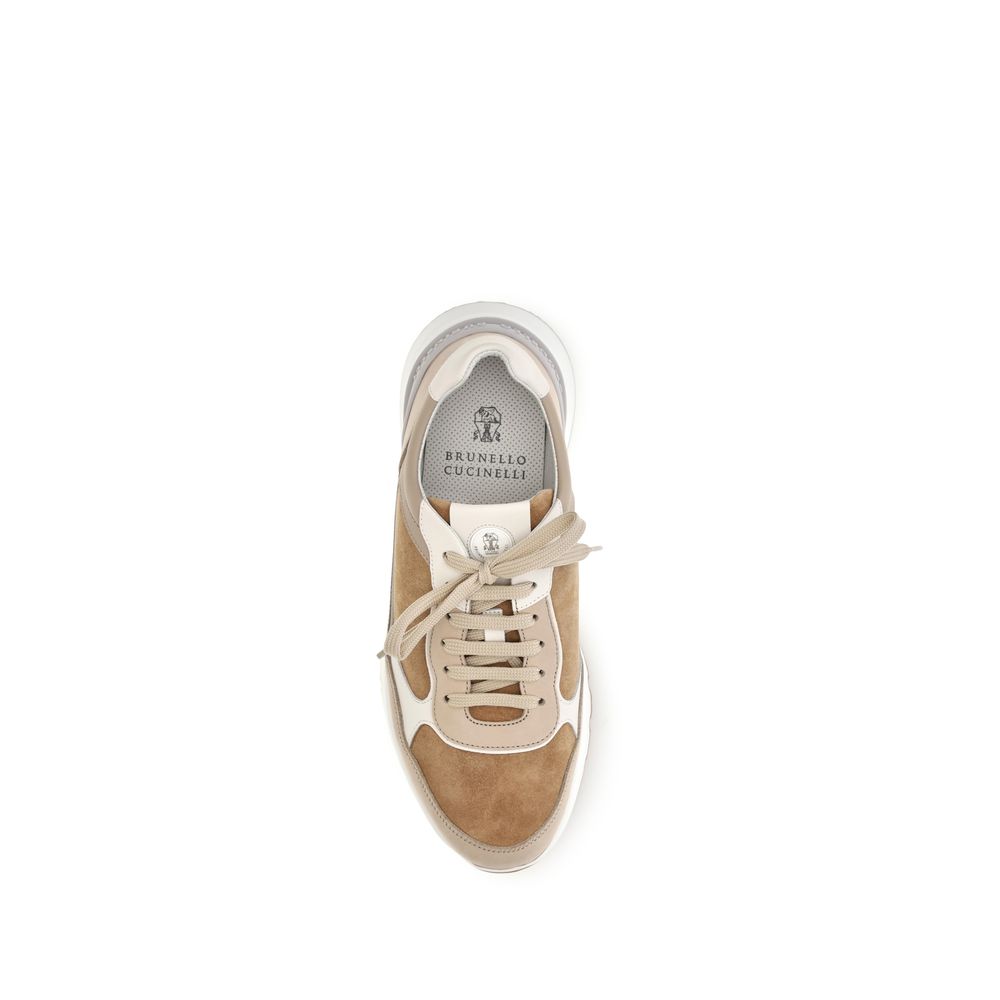 Baskets basses Brunello Cucinelli en cuir de veau beige Bos Taurus