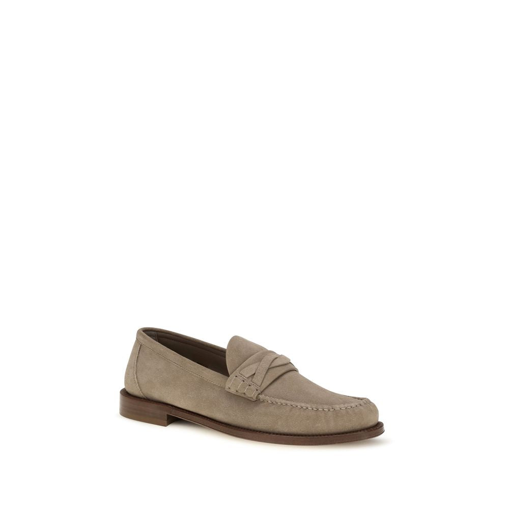 Mocassins à enfiler Brunello Cucinelli en daim beige