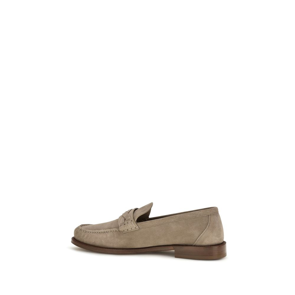 Mocassins à enfiler Brunello Cucinelli en daim beige
