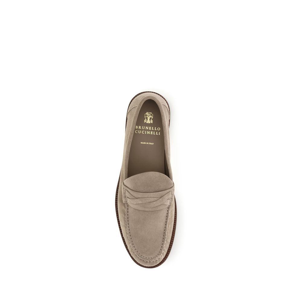 Mocassins à enfiler Brunello Cucinelli en daim beige