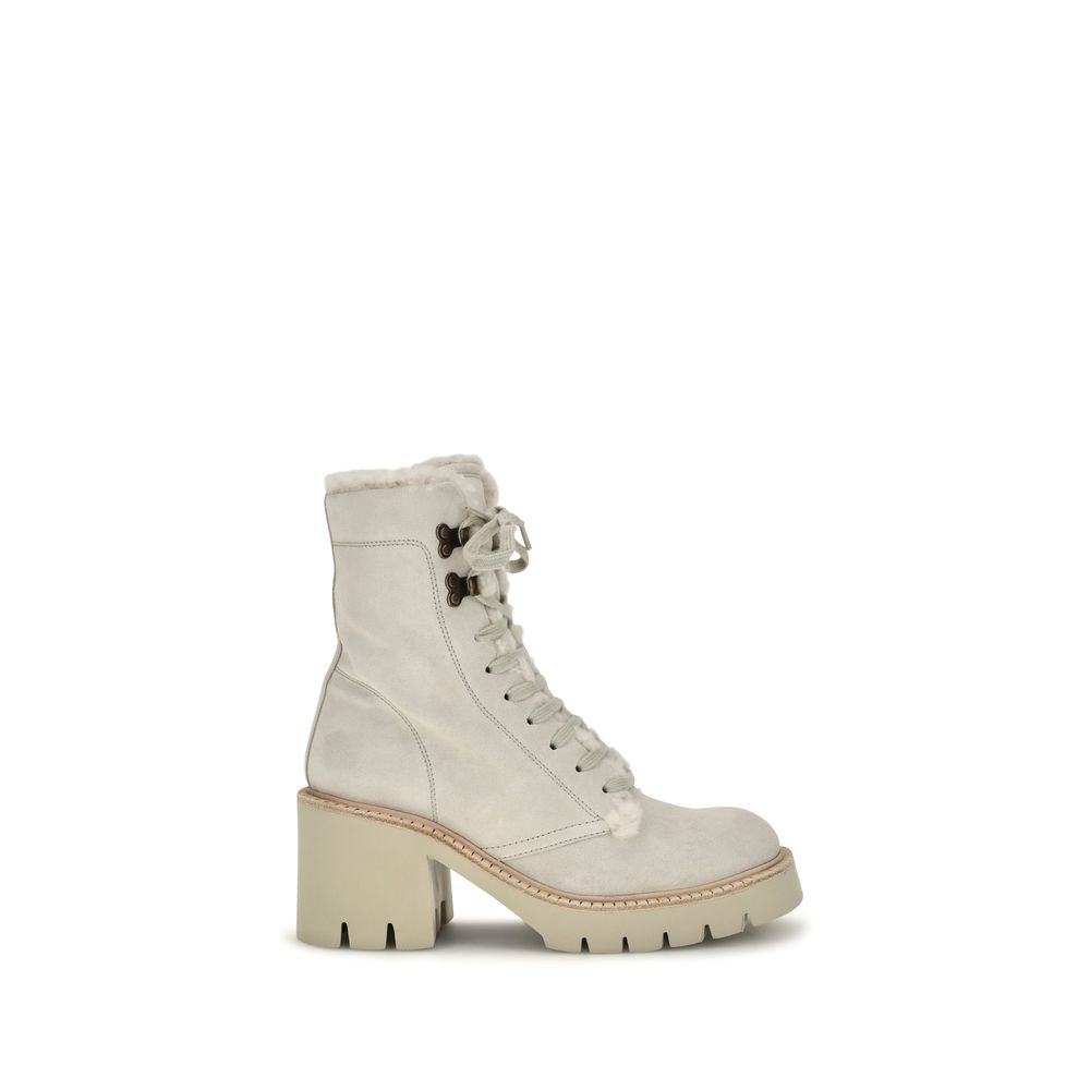 Bottes à lacets Pedro García en cuir de veau beige Bos Taurus