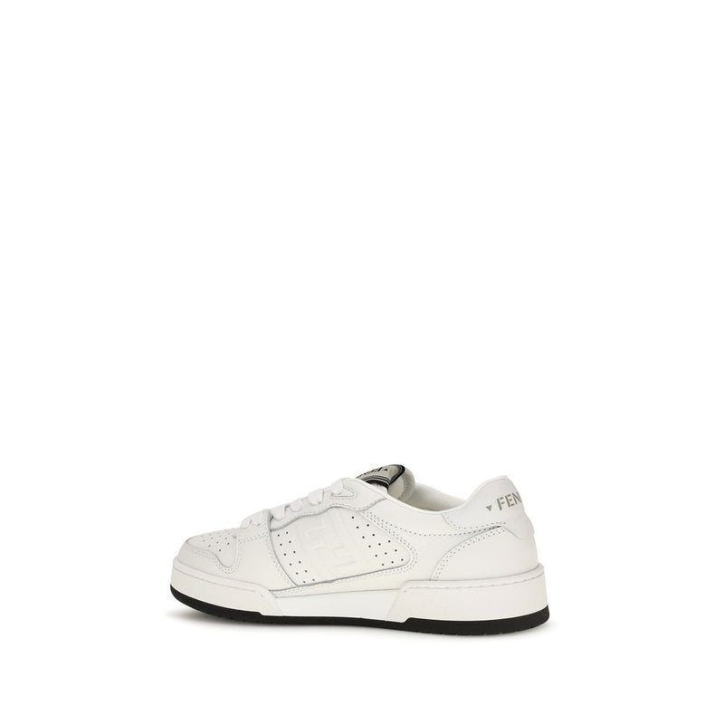 Fendi White Calf Leather Bos Taurus Athletic Sneakers