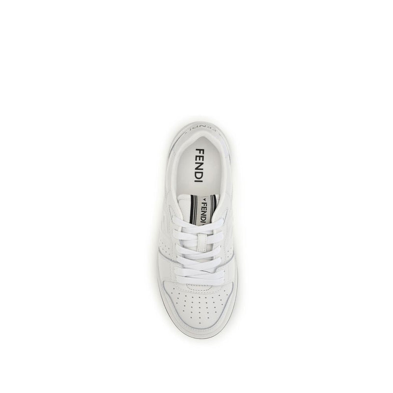 Fendi White Calf Leather Bos Taurus Athletic Sneakers
