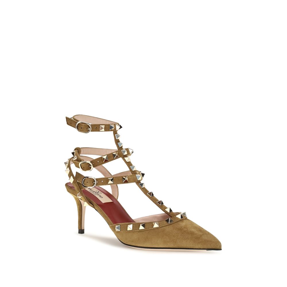 Escarpins en cuir suédé beige Valentino Garavani