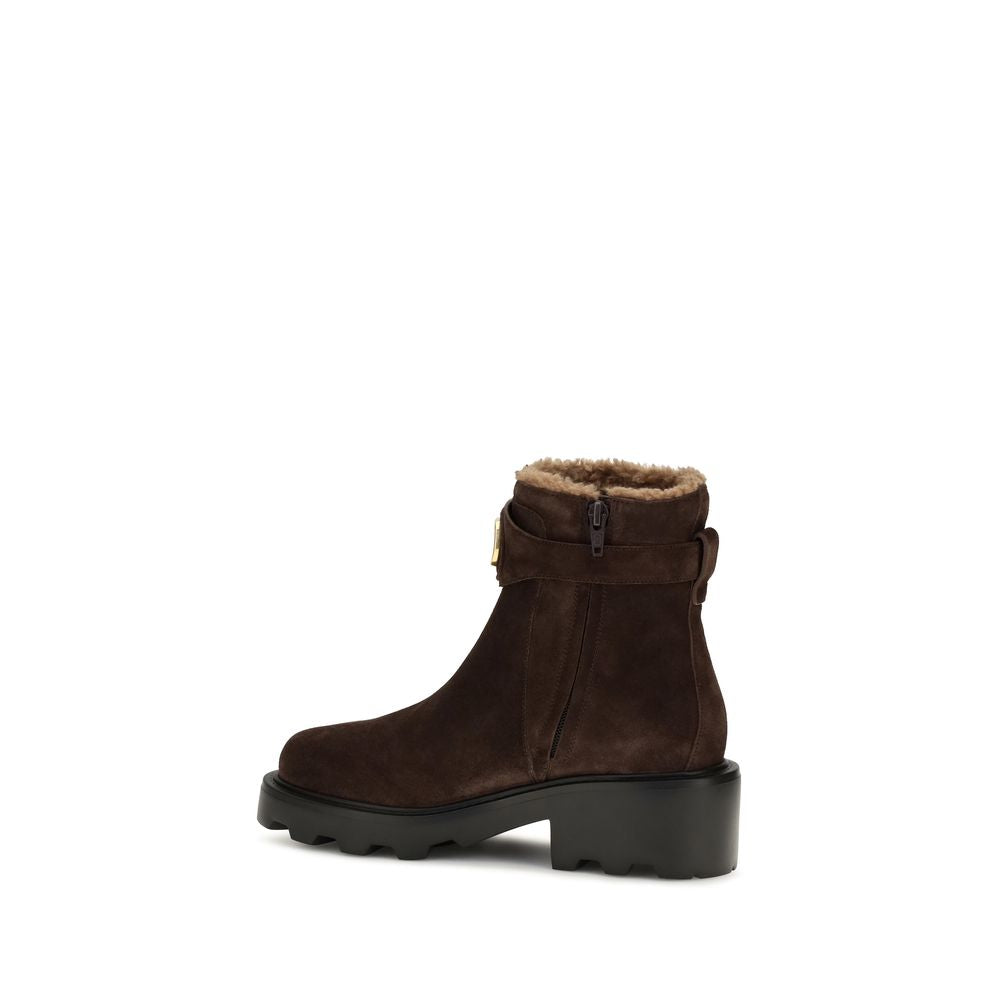 Bottines Valentino Garavani en Cuir de Veau Marron Bos Taurus