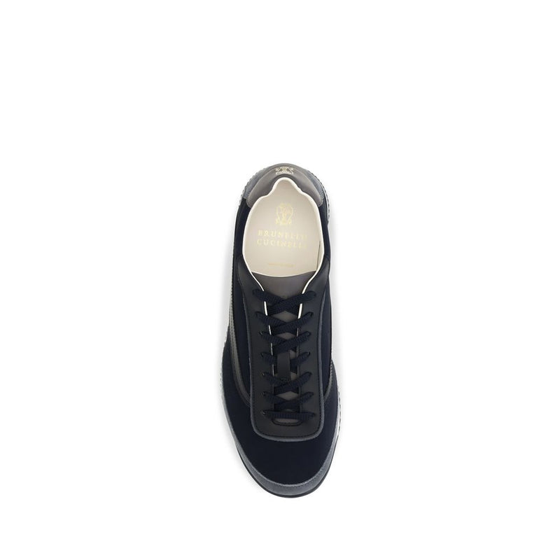 Brunello Cucinelli Blue Suede Leather Athletic Sneakers