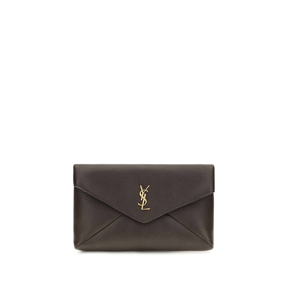 Portefeuille Saint Laurent marron en agneau Ovis Aries Aries