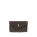 Portefeuille Saint Laurent marron en agneau Ovis Aries Aries