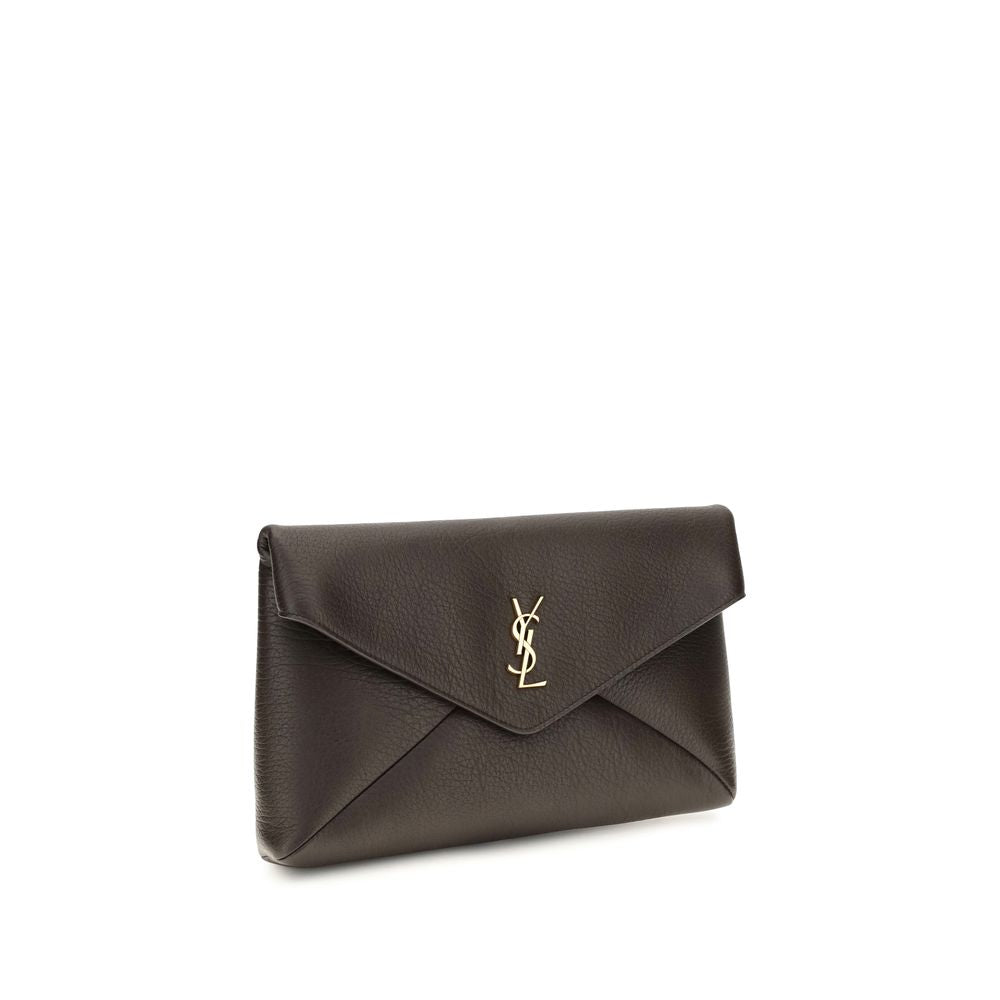 Portefeuille Saint Laurent marron en agneau Ovis Aries Aries