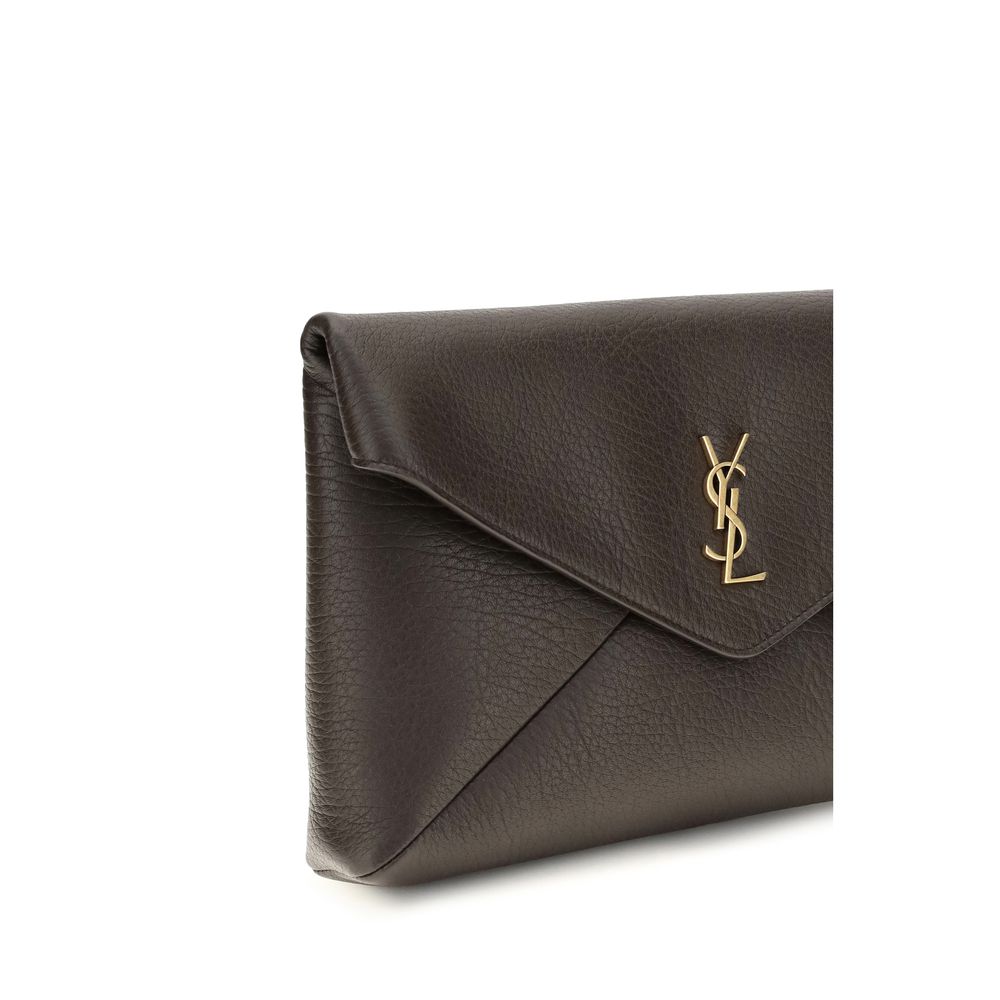 Portefeuille Saint Laurent marron en agneau Ovis Aries Aries