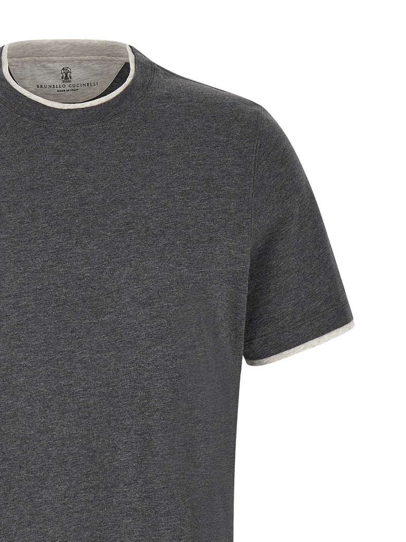 Brunello Cucinelli Gray Cotton T-Shirt