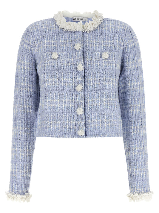 Self-Portrait Blue Cotton Full-Length Jacket