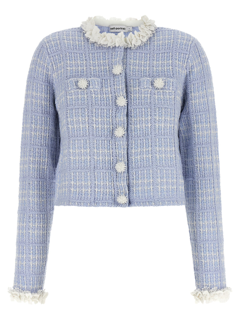 Self-Portrait Blue Cotton Full-Length Jacket