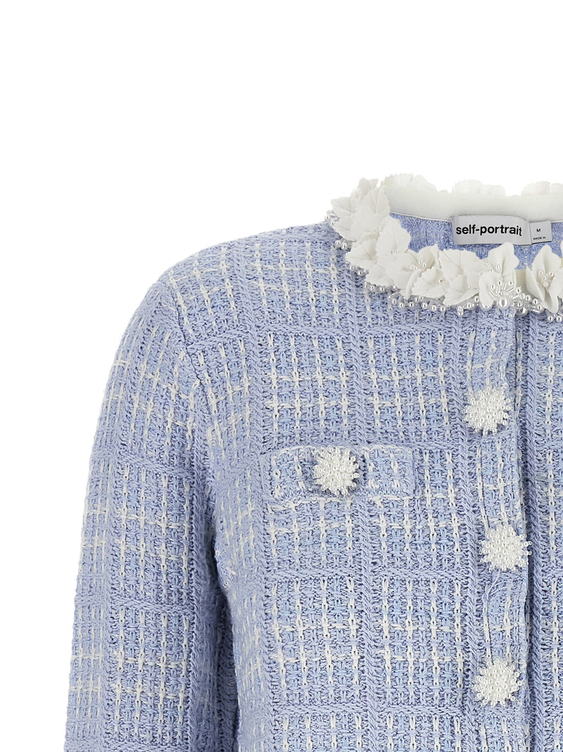 Self-Portrait Blue Cotton Full-Length Jacket