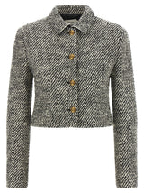 Versace Bicolor Virgin Wool Full-Length Jacket