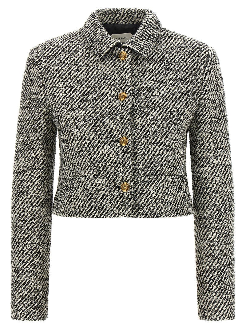 Versace Bicolor Virgin Wool Full-Length Jacket