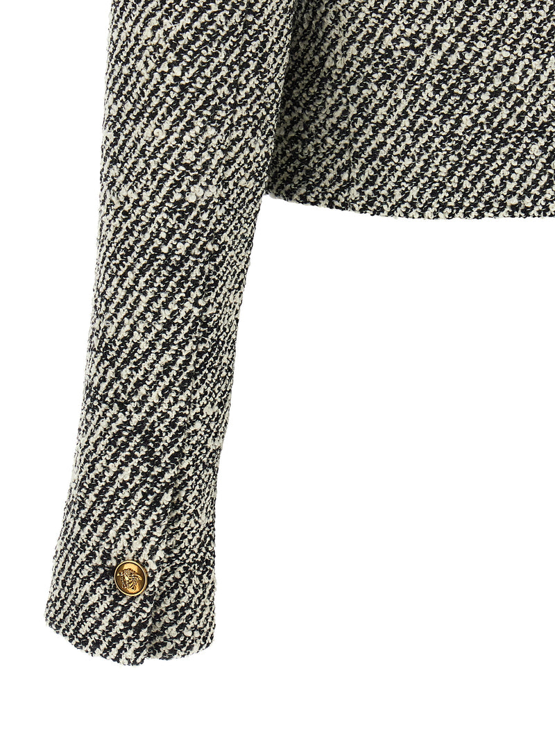 Versace Bicolor Virgin Wool Full-Length Jacket