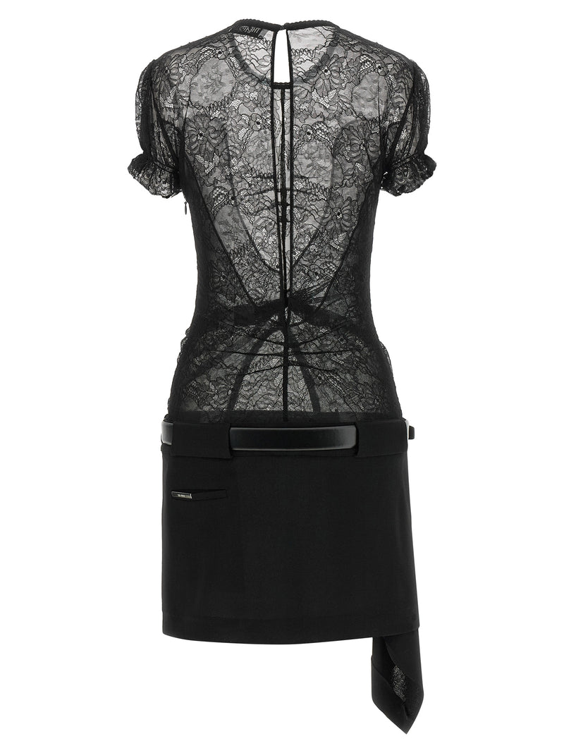 The Attico Black Polyamide Short Dress