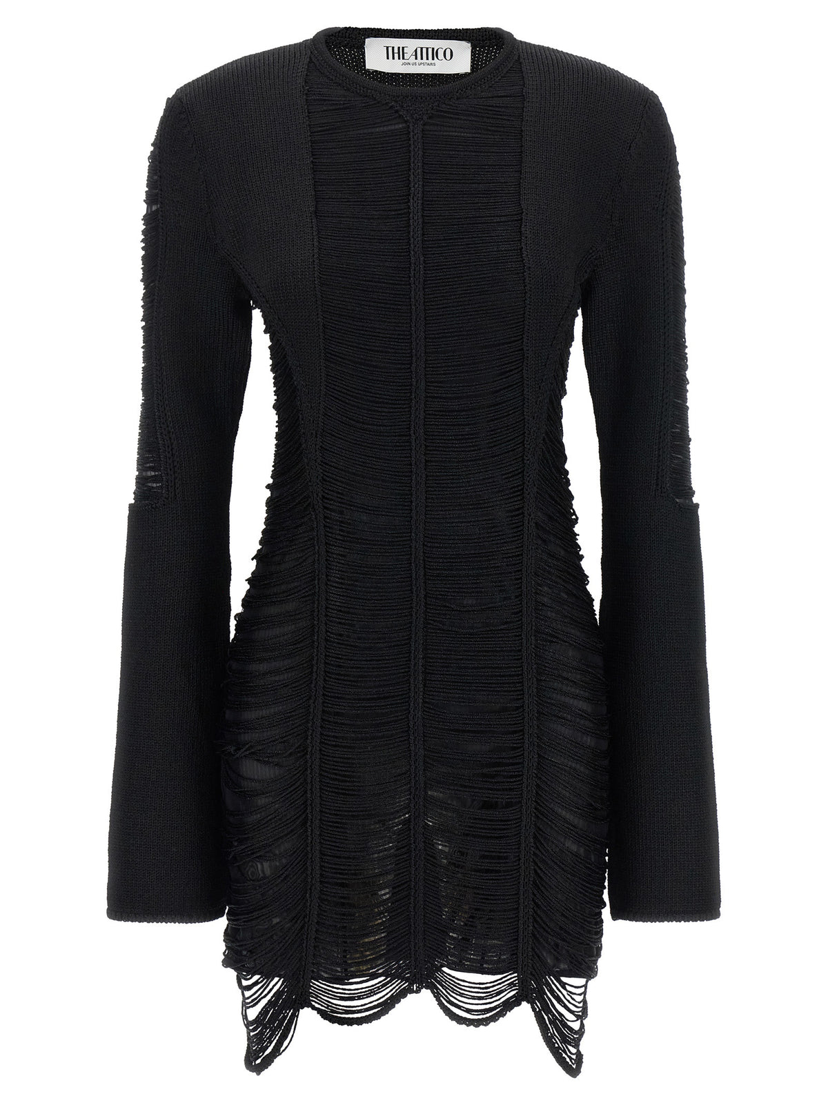 The Attico Black Viscose Short Dress