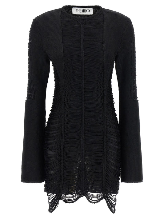 The Attico Black Viscose Short Dress